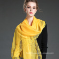 Yellow Polyester Chiffon Scarf Lace Shawls for Women